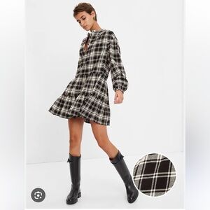 Loft Plaid Tiered Mini Dress
